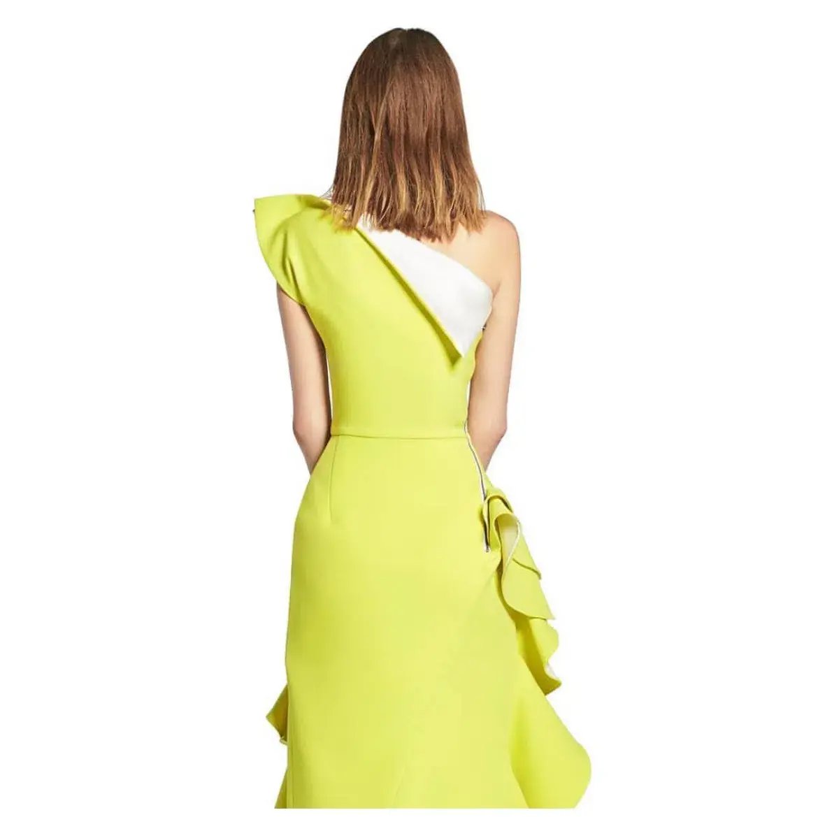 Maticevski  Flamenco Ruffle Dress Chartreuse Yellow Size 8 photo 3