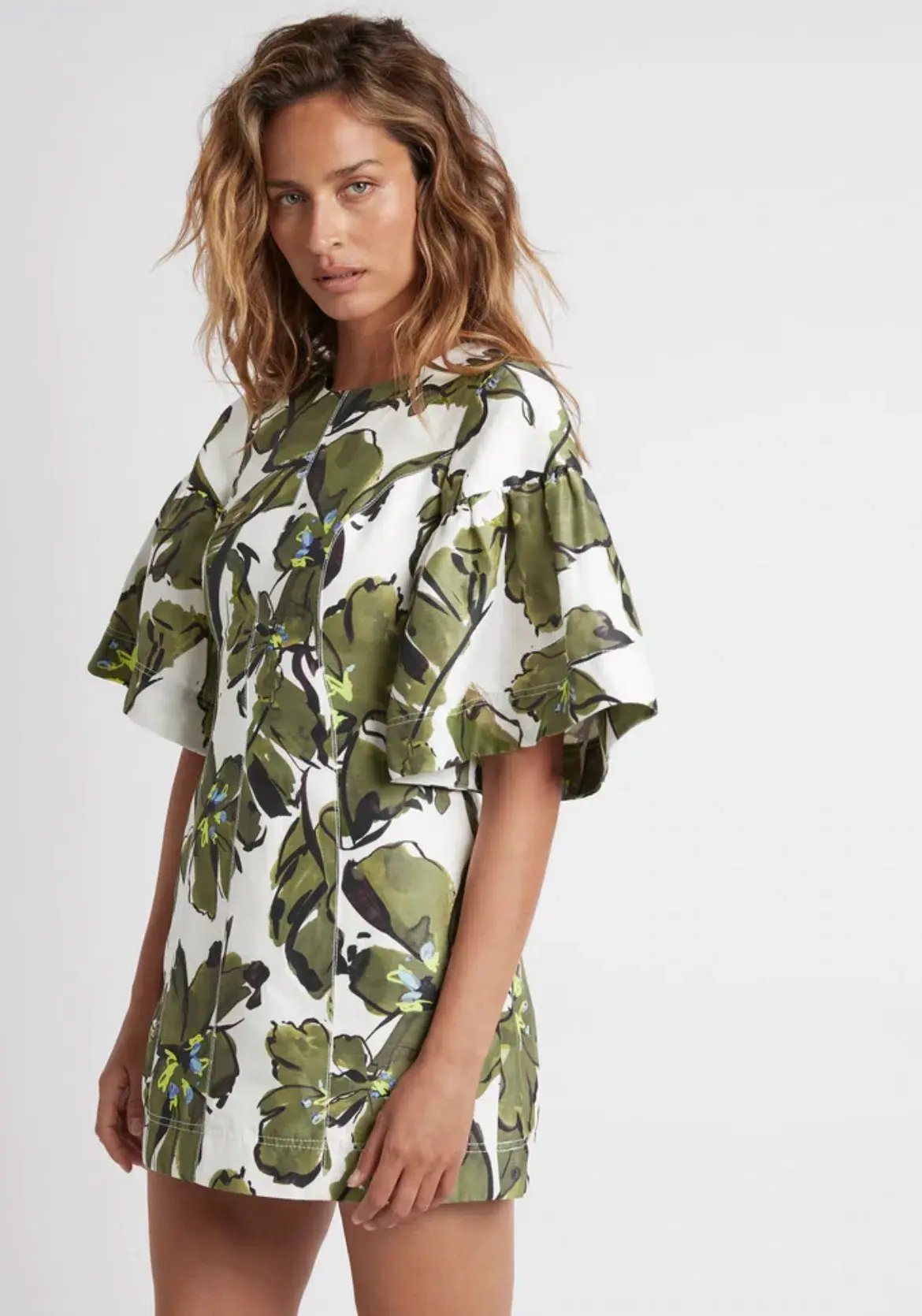 Aje Oasis Olive Leaf Dress Print Size 8 photo 2
