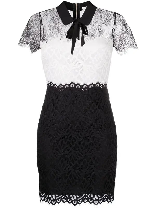 Sandro Two Tone Lace Mini Dress Ecru/Black Size 10 photo 4
