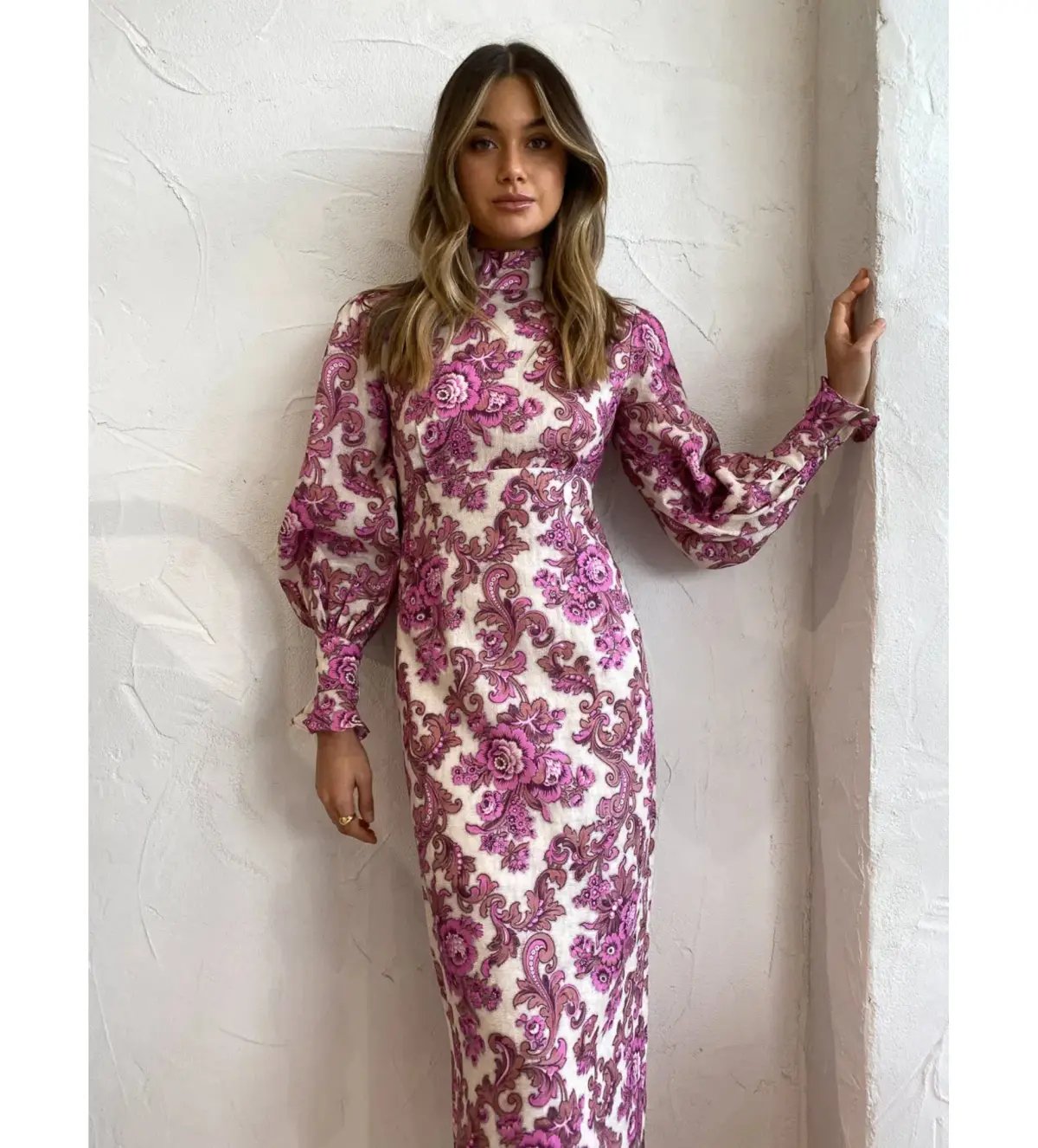 Alemais Isla Midi Dress in Magenta Size AU 12 photo 4