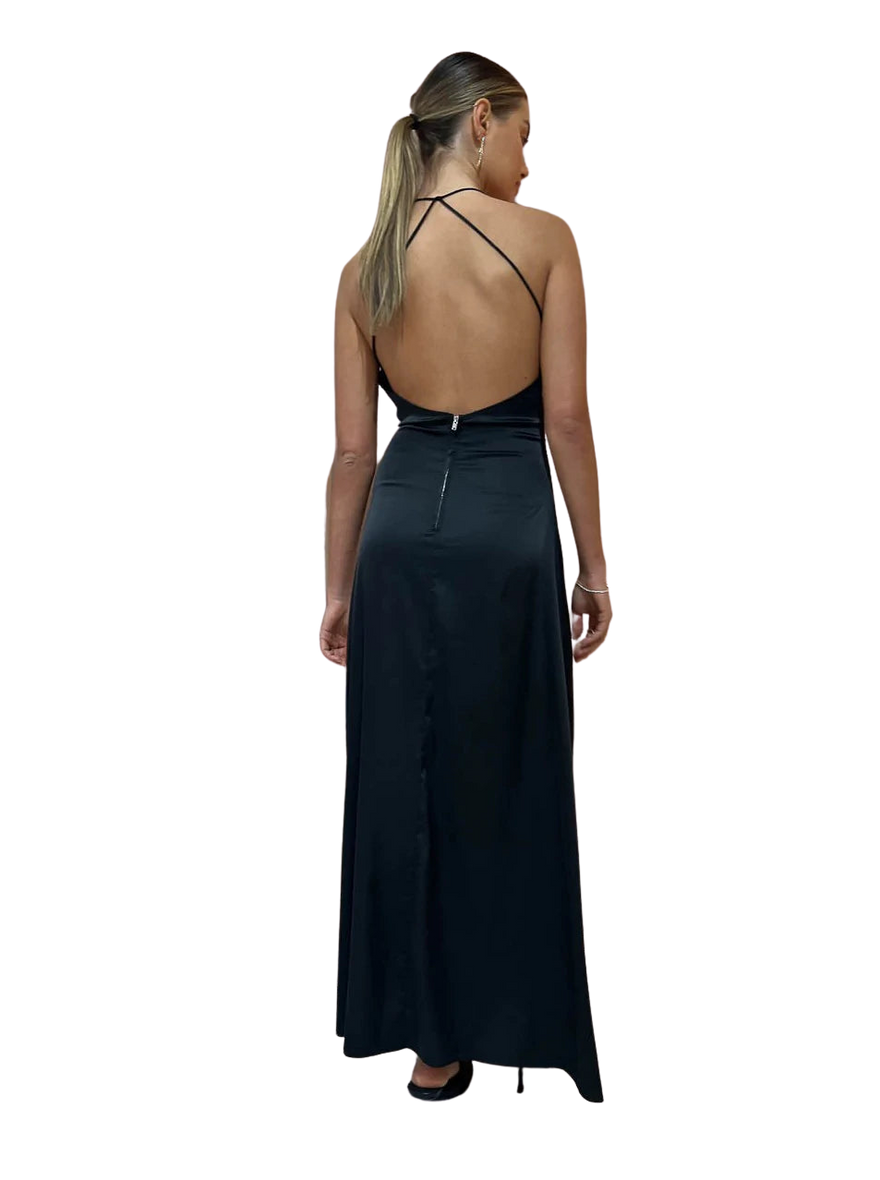 Sonya Satin Embellished Keyhole Dress photo 2