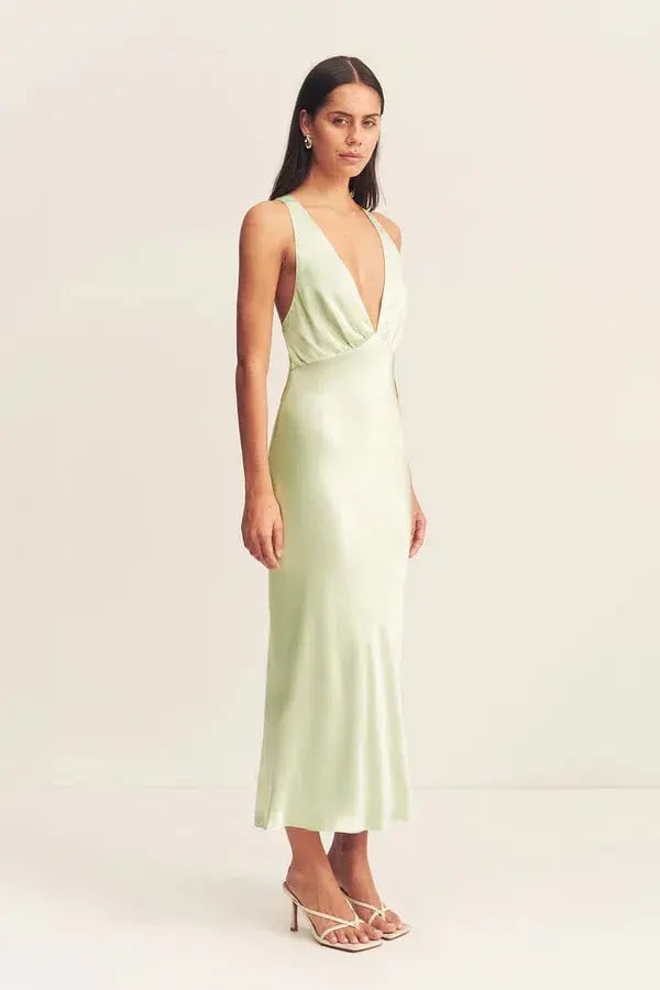Shona Joy La Lune Plunged Cross Back Midi Dress Lime Size 10 photo 2
