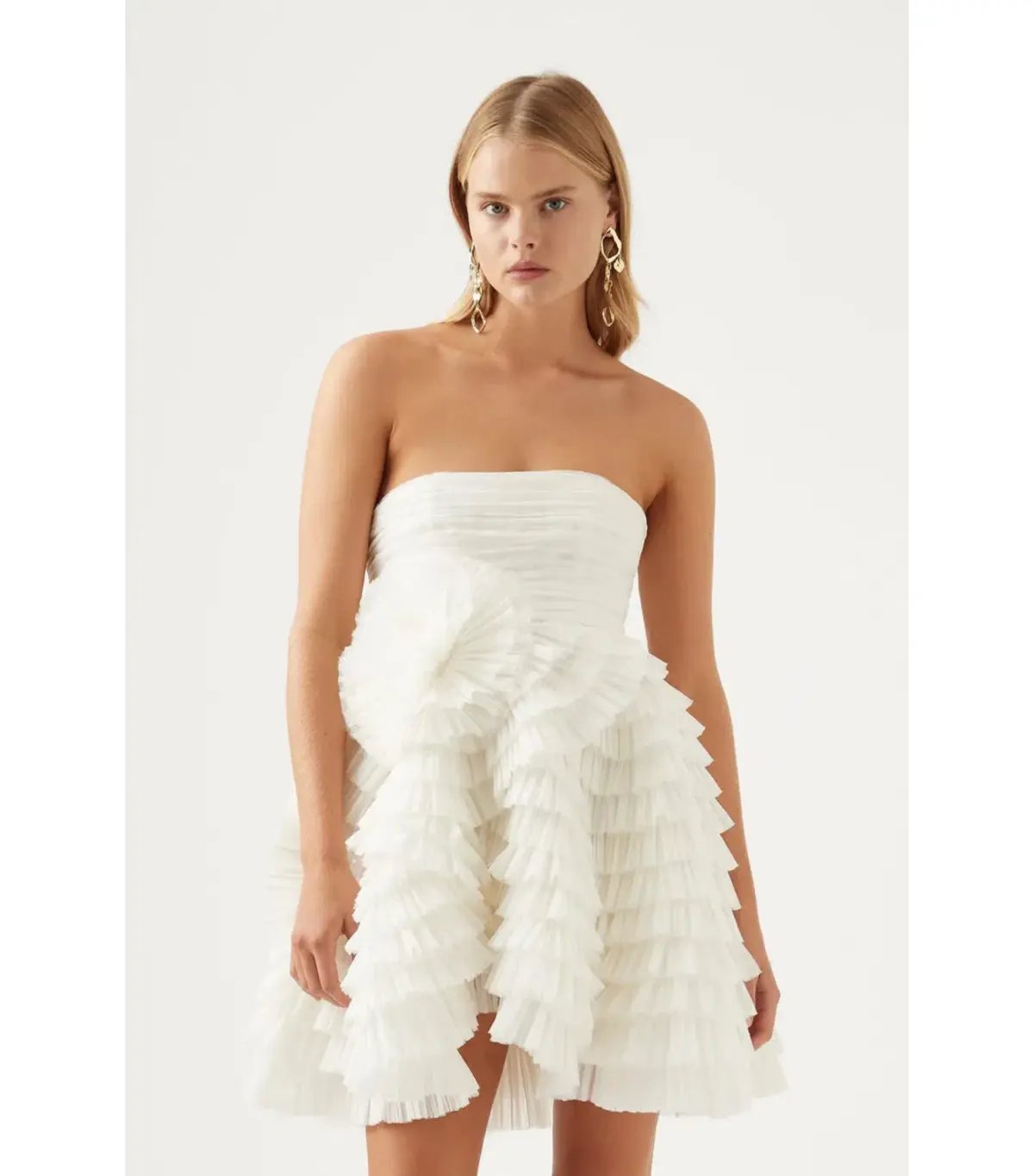 Aje Ivory Expressive Pleated Mini Dress Ivory Size AU 6 photo 4