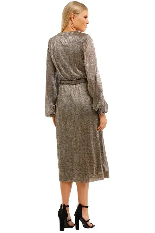 Rebecca Vallance Rivero LS Midi Dress Gold Gold Size 8 photo 3