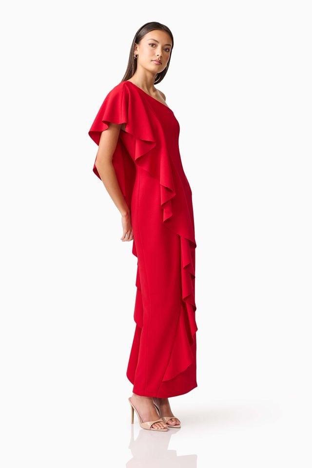 Elliatt Lila Asym Gown - Crimson photo 3