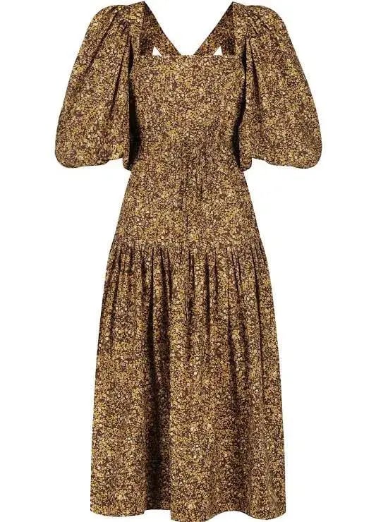 Shona Joy Lilou Pin Tuck Cross Back Midi Dress Floral Size 8 / S photo 4