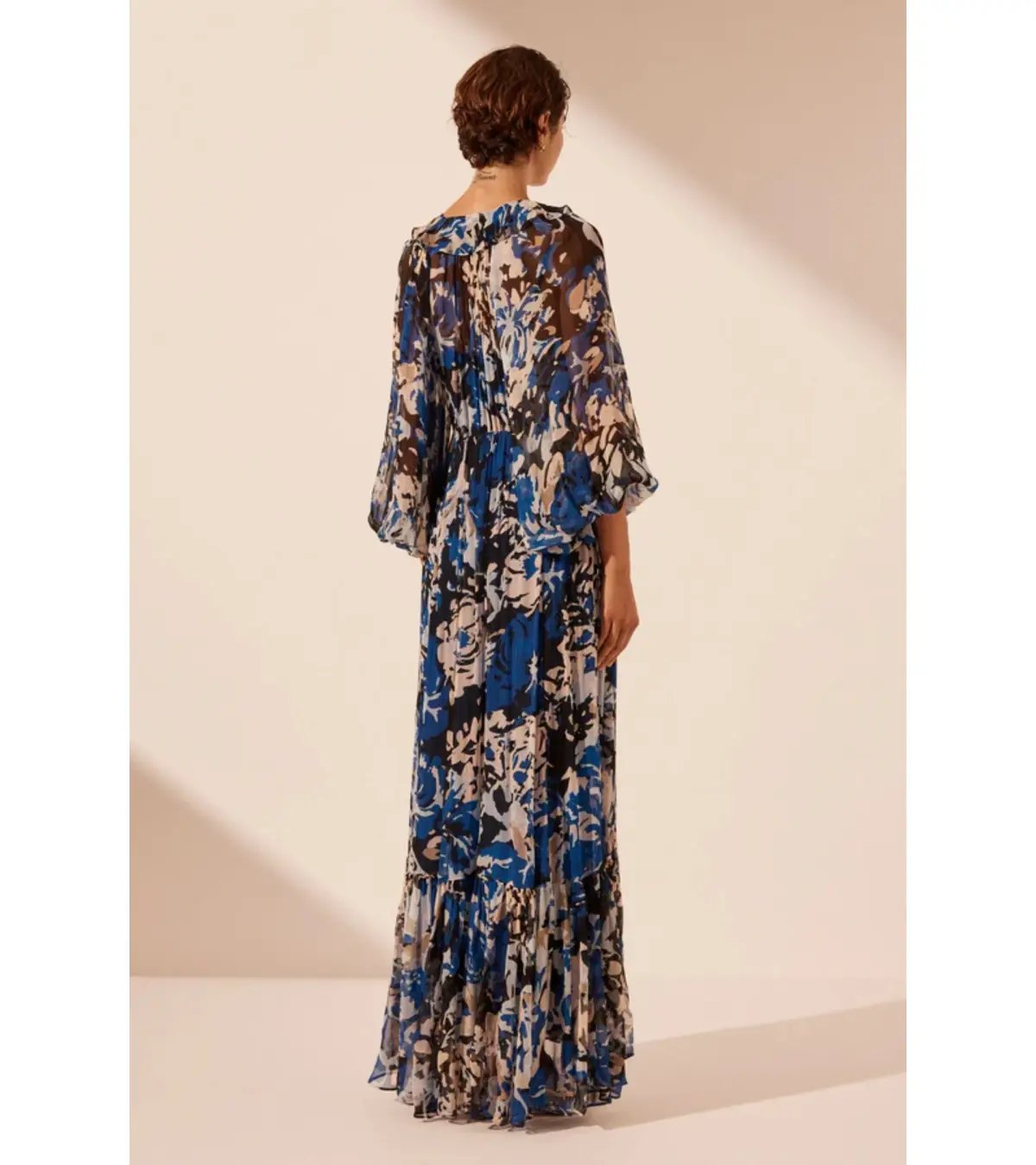 Shona Joy Olea Drawstring Ruffle Maxi Dress Print Size AU 16 photo 5