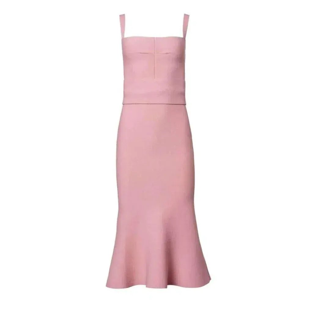 Scanlan Theodore Crepe Knit Bralette Dress Pink Size 10 photo 4