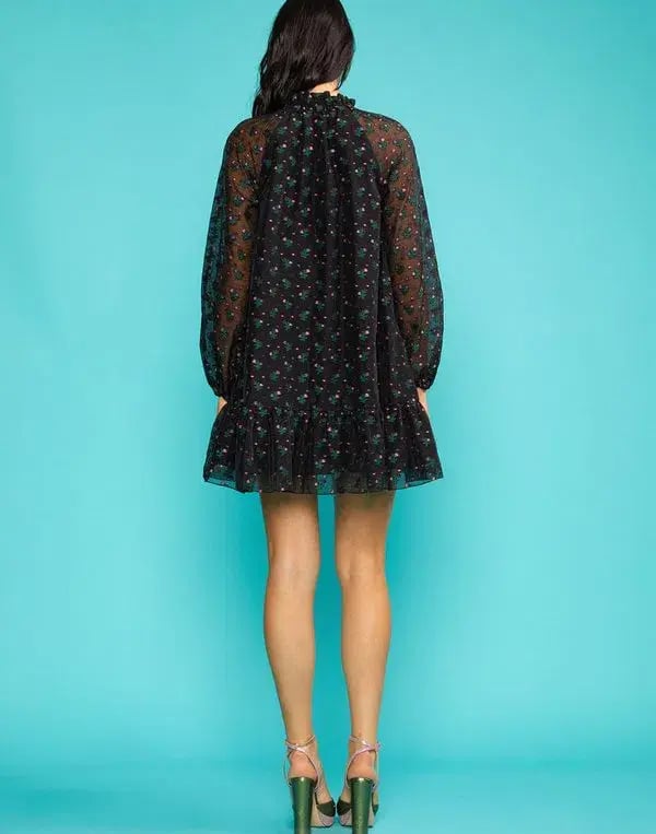 Cynthia Rowley Florence Flounce Mini Dress Black Size 10 photo 3