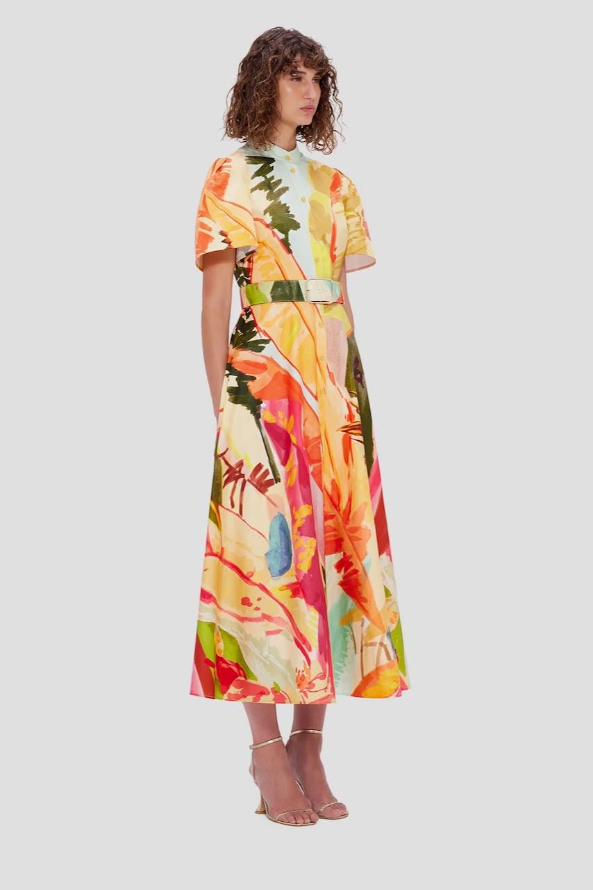 Leo Lin Bianca Short Sleeve Midi Dress - Rainforest Print photo 4