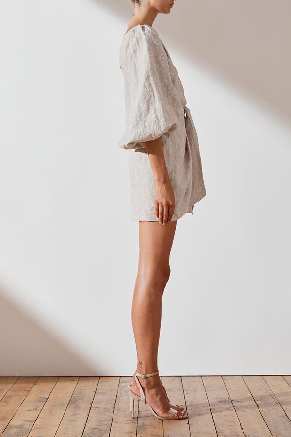 MARGOT EMBROIDERED LINEN ONE SHOULDER MINI DRESS size 10 photo 2