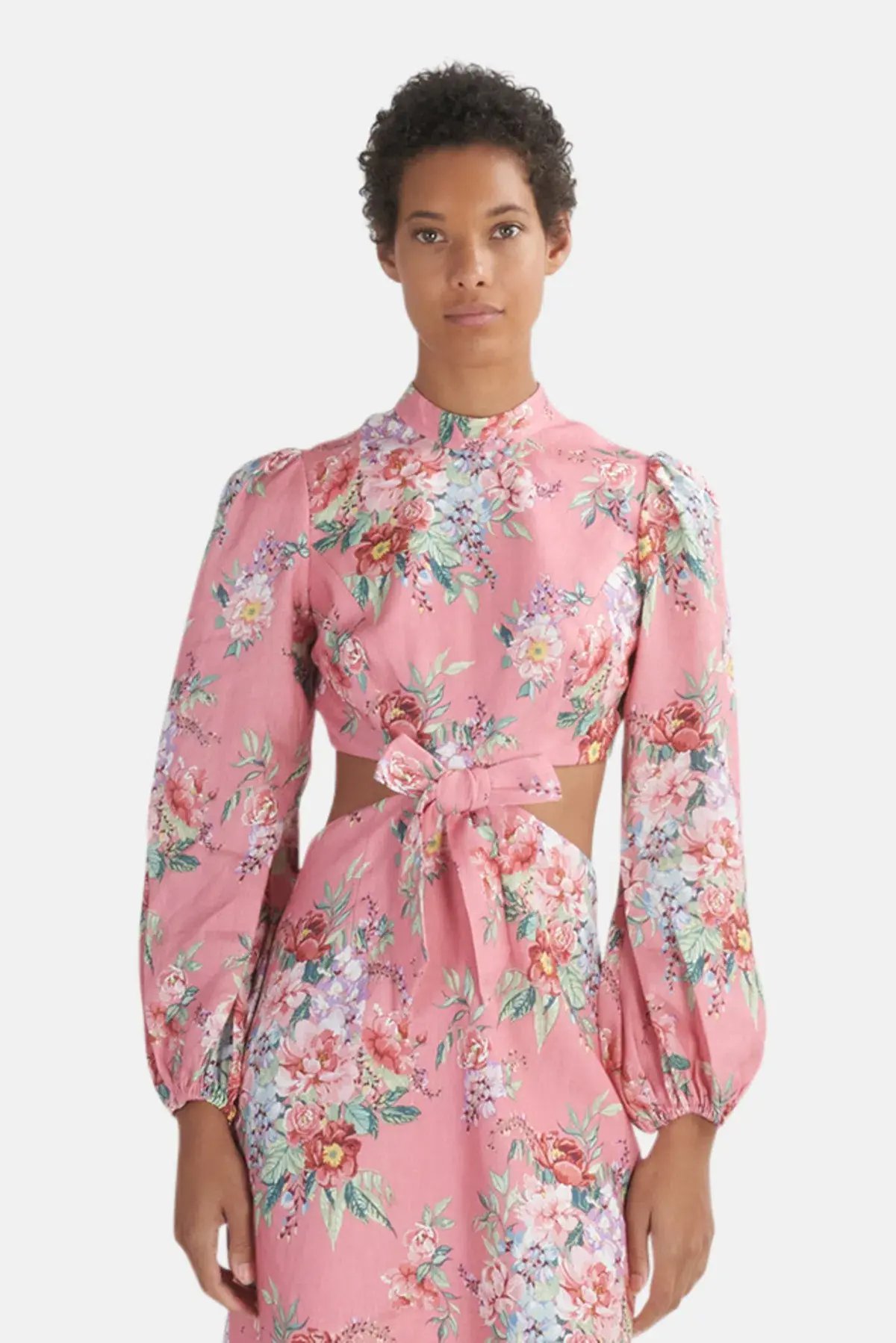 Zimmermann Bellitude Bow Front Mini Dress Watermelon Floral Print Size 1 / AU 10 photo 3