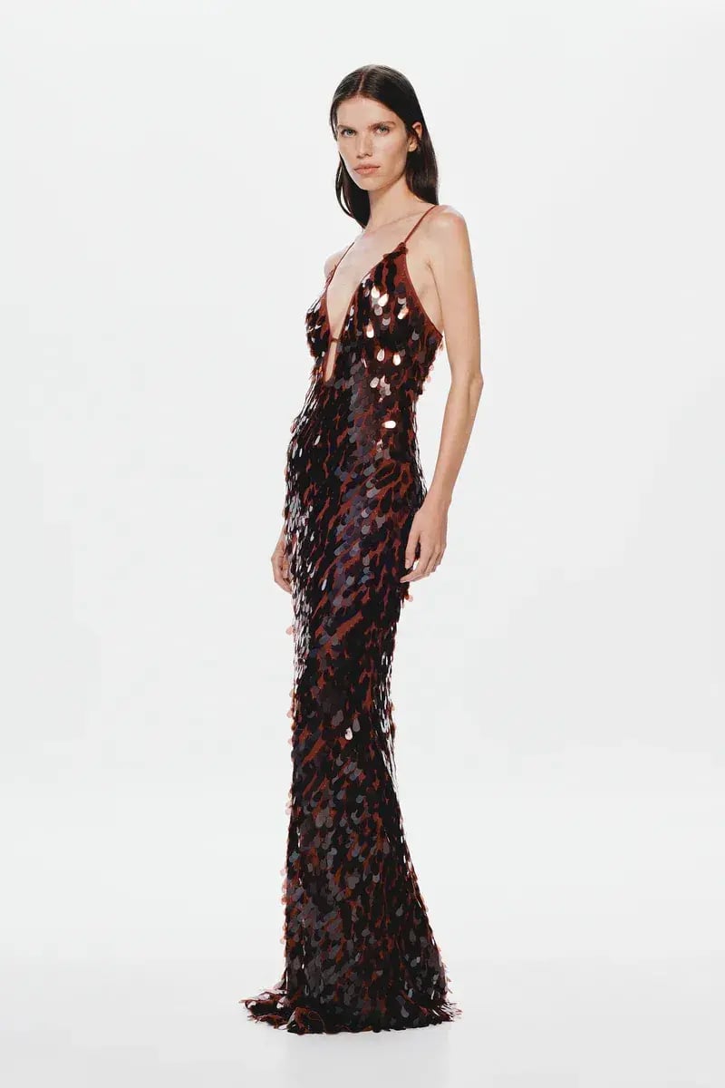 Misha Sapphire Sequin Maxi Dress in Fig Size 8/S photo 2