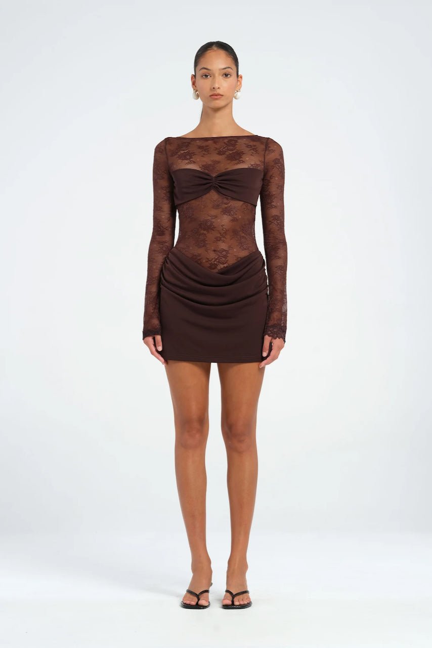 Benni Oskar Mini Dress - Chocolate photo 3