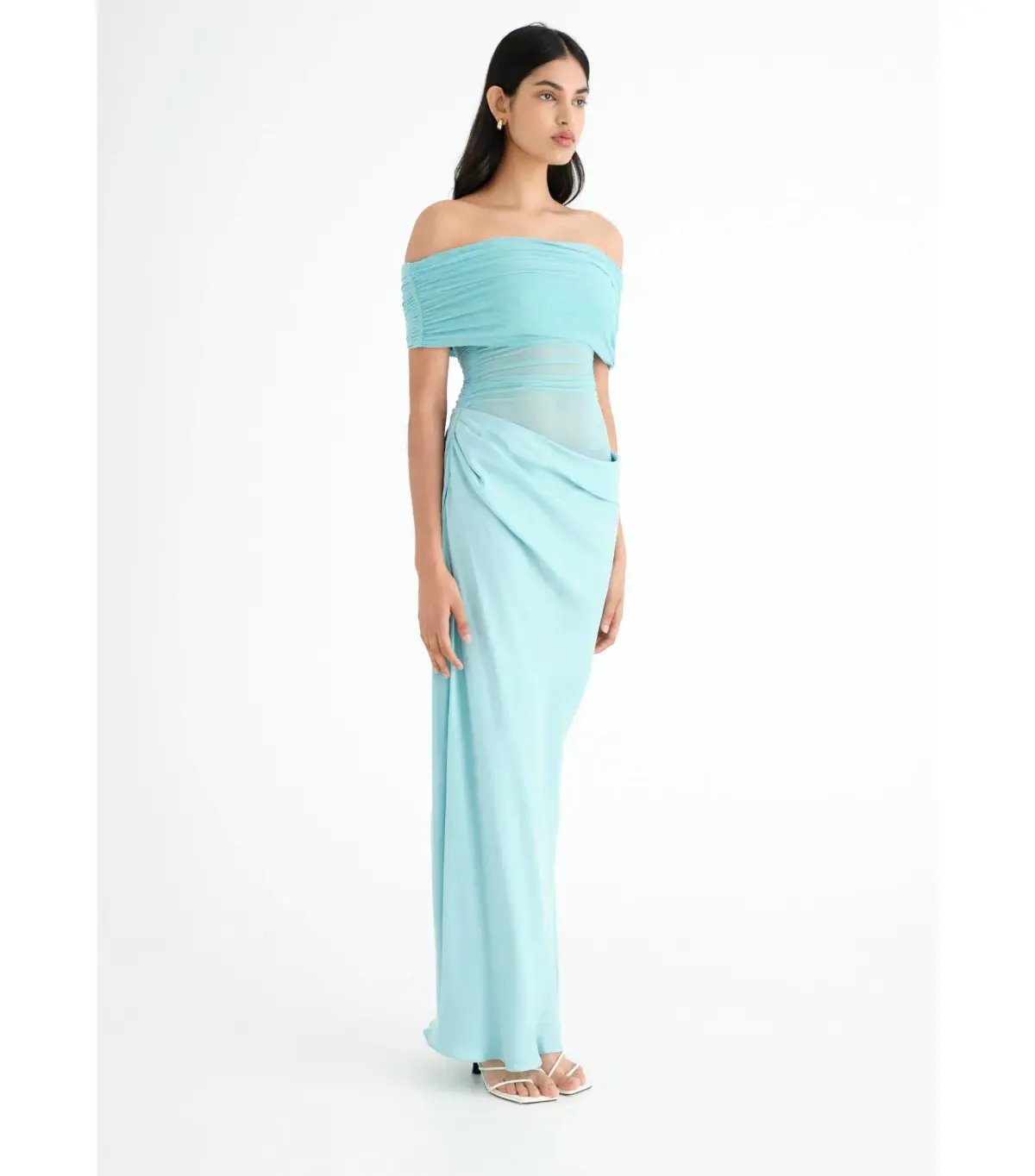 Benni Nico Off Shoulder Maxi Dress Aqua Size AU 8 photo 2