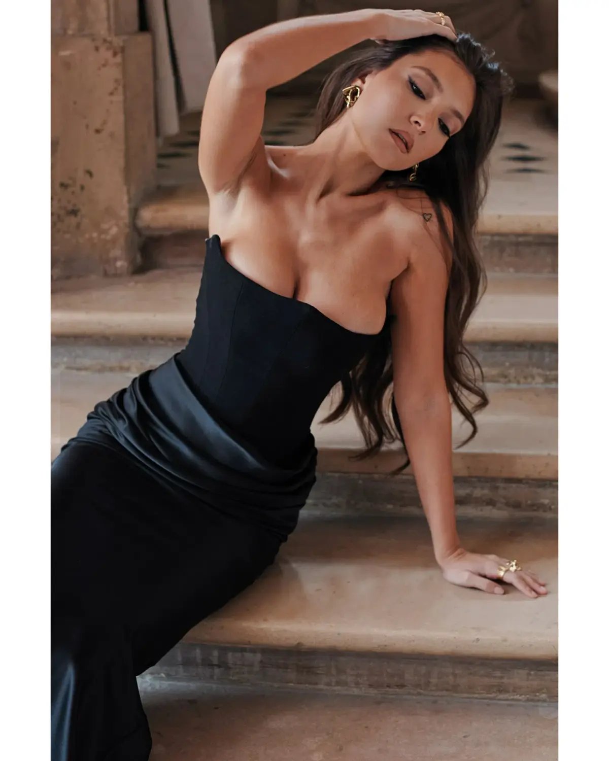 House Of CB Persephone Strapless Corset Dress Black Size AU 8 photo 4
