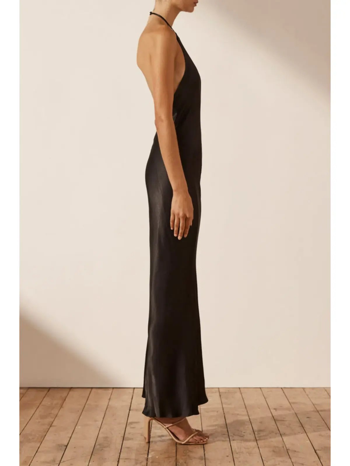 Shona Joy La Lune Low Back Halter Neck Midi Dress Black Size AU 10 photo 2