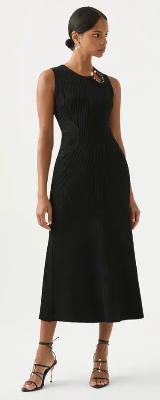 Aje Crescent Knit Midi Dress Black Size 12 / L photo 2