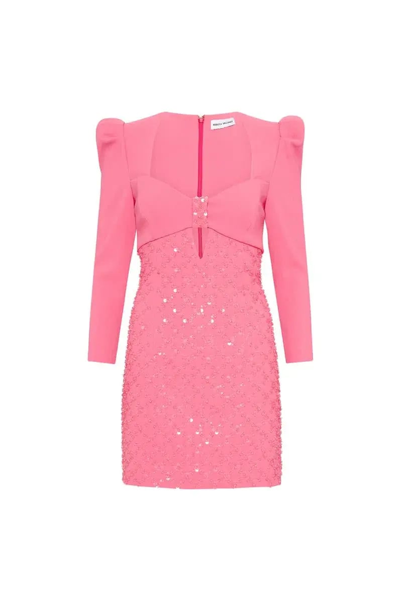 Rebecca Vallance Marie Long Sleeve Mini Dress Pink Size 10 photo 5