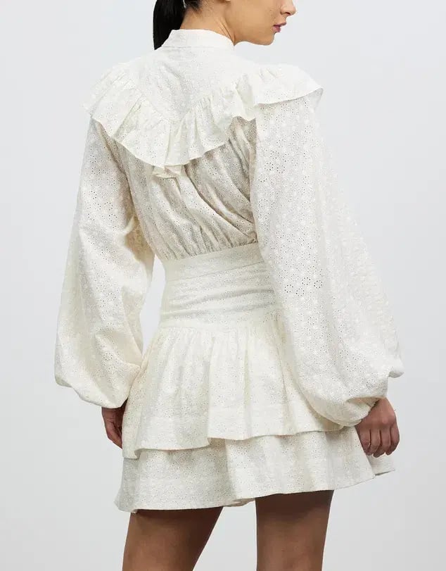 Shona Joy Magnolia Frill Mini Dress Cream Size 12 photo 3