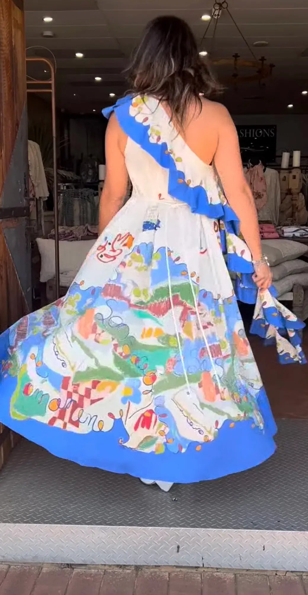 Alemais Nadia Dress One Shoulder Ruffle Maxi Print Size AU 16 photo 2