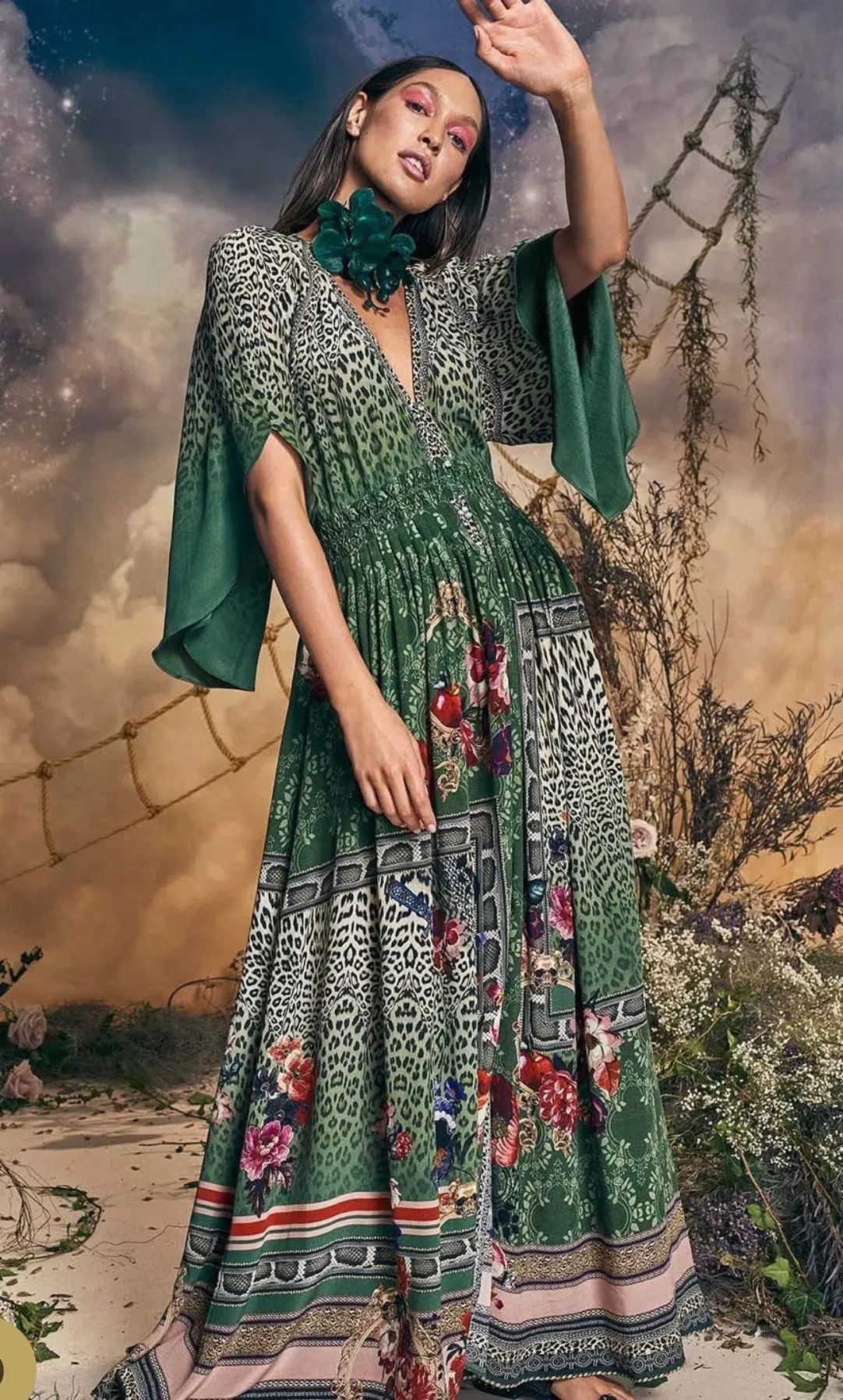 Camilla Tales of Time Long Dress with Smocked Waist Print Size S / Au 10 photo 3