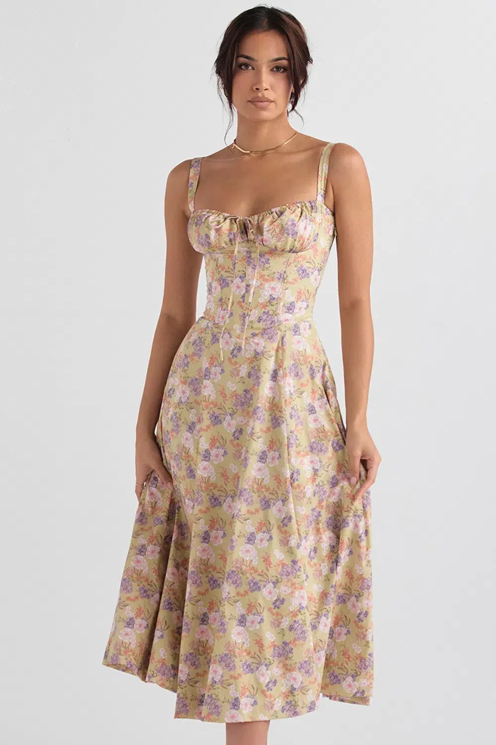 House of CB Carmen Peony Print Bustier Sundress Size XS/AU 6 photo 2