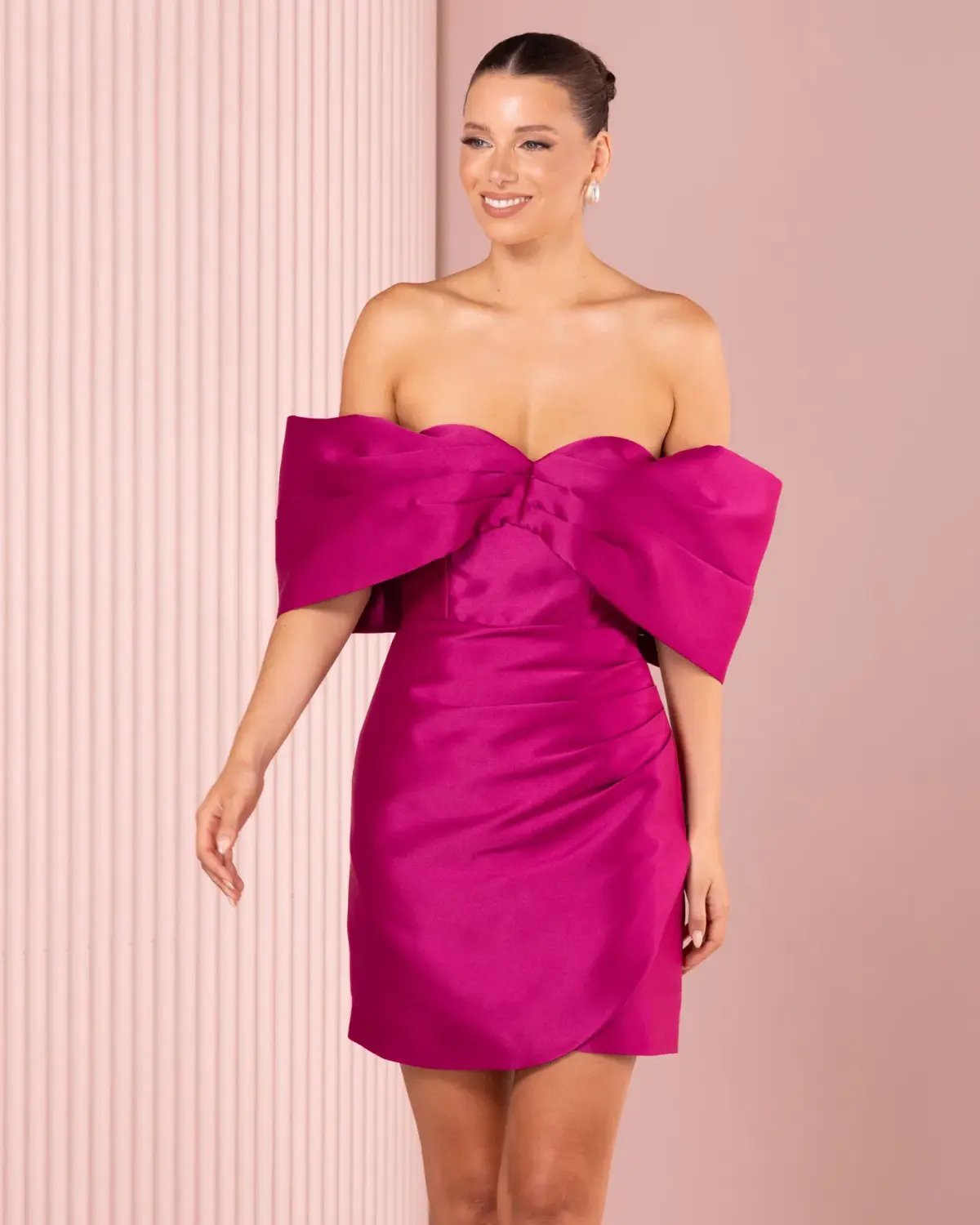 Azzurielle Stefano Mini Dress Magenta Size 10 photo 5