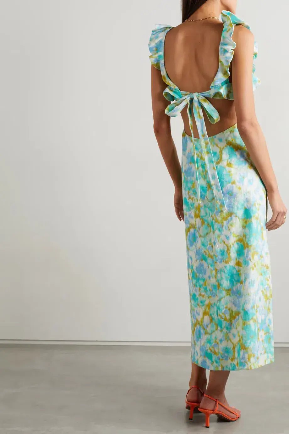 Zimmermann The High Tide Frilled Midi in Aqua Ikat Floral Size 1 /Au 10 photo 4