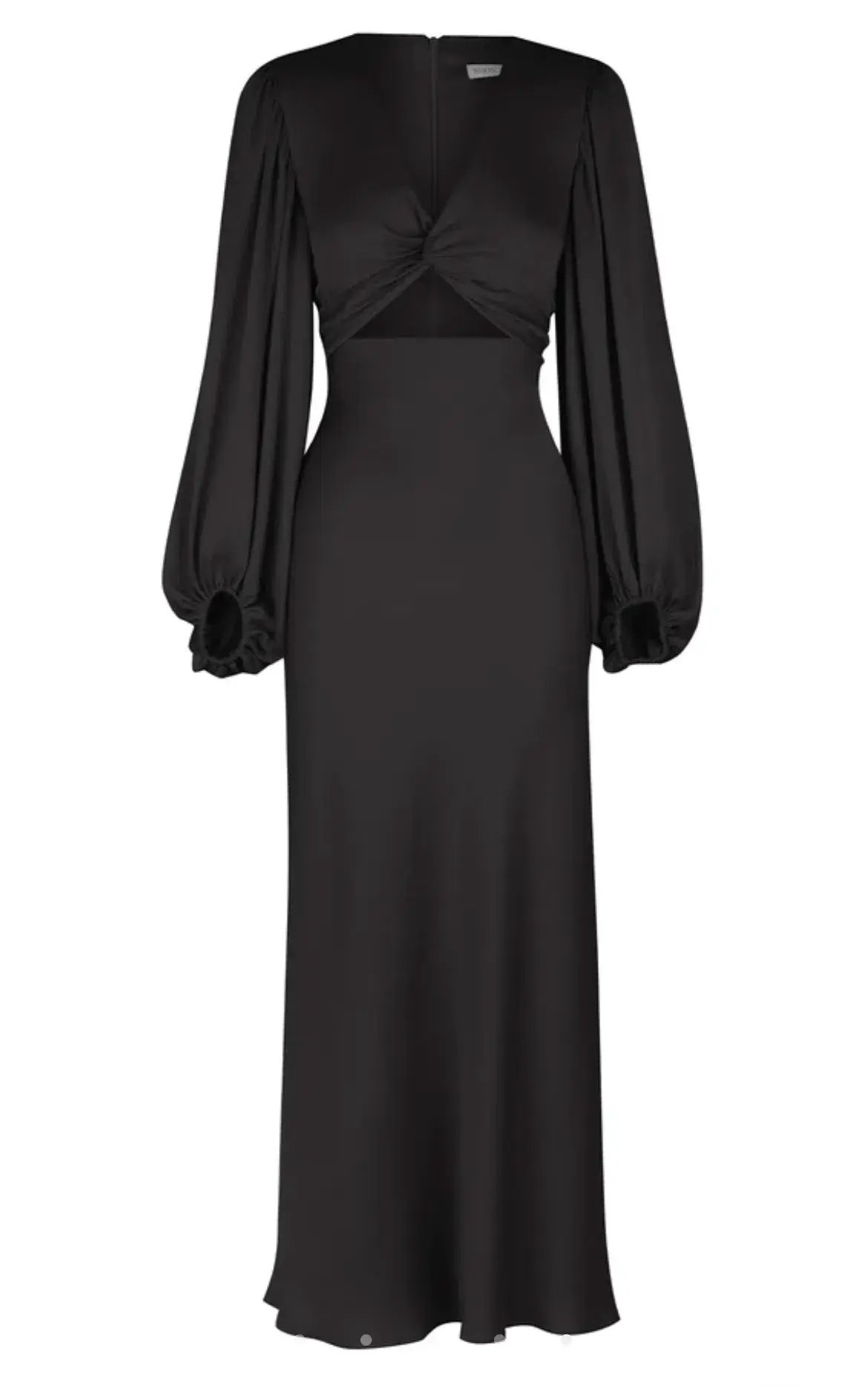 Shona Joy Luxe Twist Front Balloon Sleeve Midi Dress Black Size 6 / XS photo 4