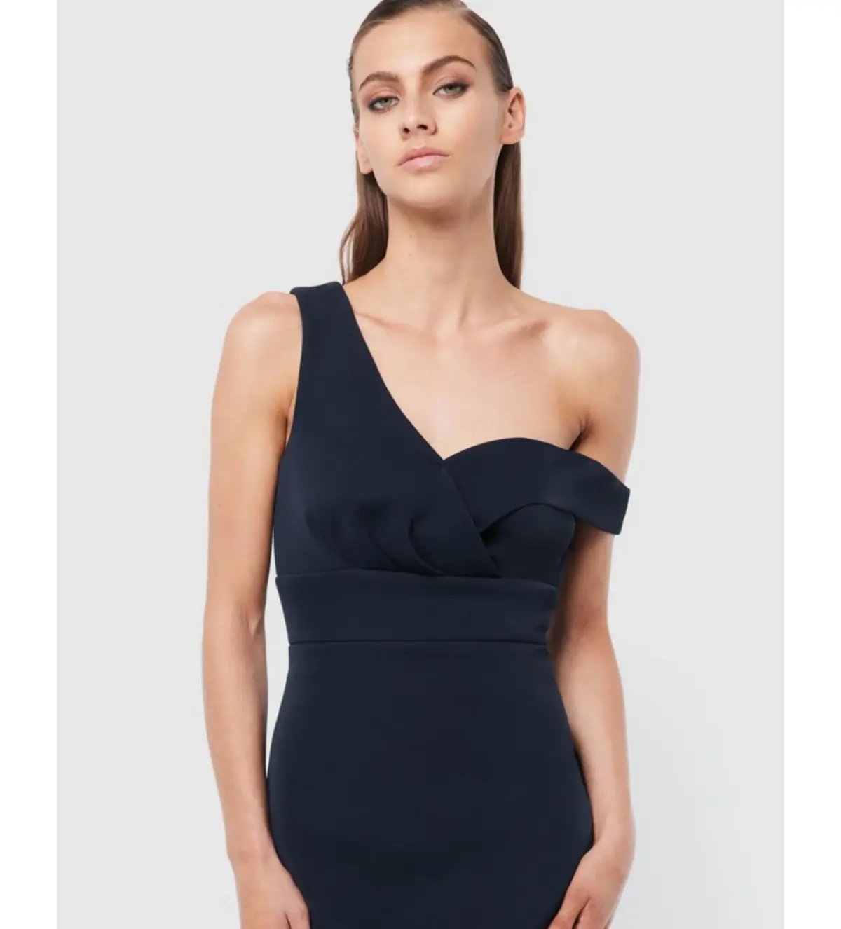 Mossman Virtuous One-Shoulder Midi Dress Navy Size 6 photo 4