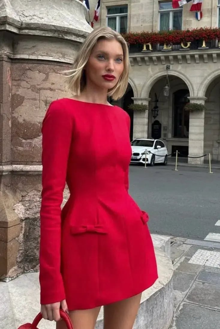 Helsa The Parasol Mini Dress in Lipstick Red Size XXS / AU 4 photo 3