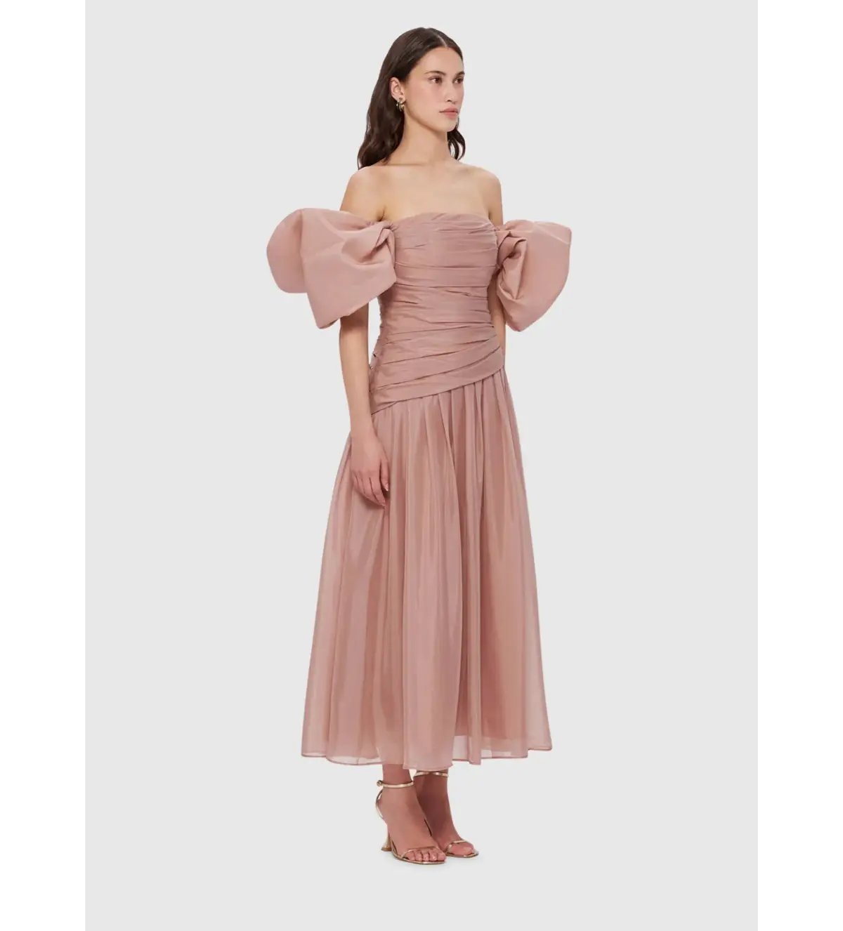 Leo Lin Lydia Puff Sleeve Midi Dress Size 10 photo 2