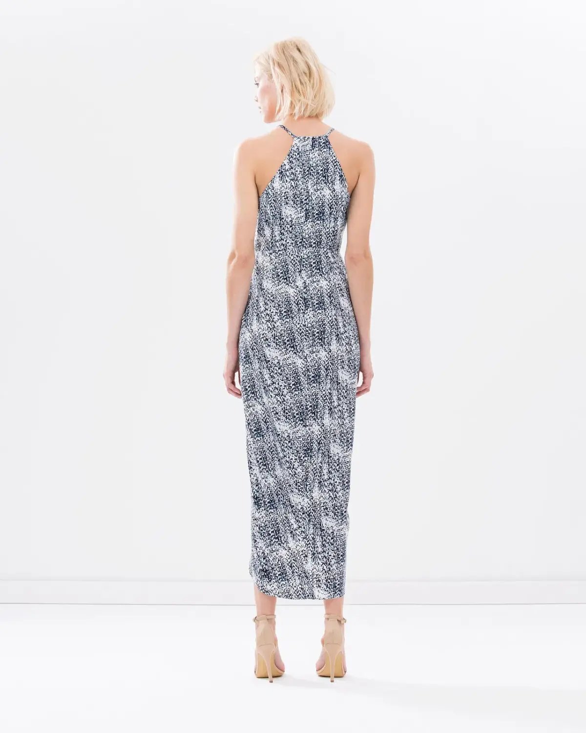 Shona Joy Cascada Ruched High Neck Maxi Dress Print Size 12 photo 3