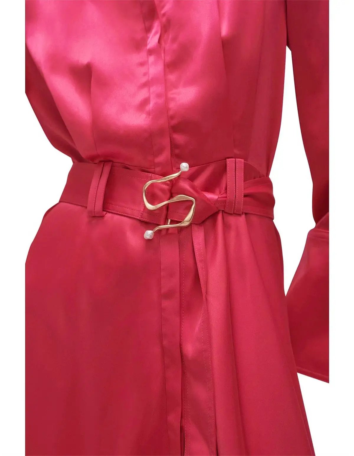 Aje Echo Belted Midi Shirt Dress Hot Pink Size 10 photo 4