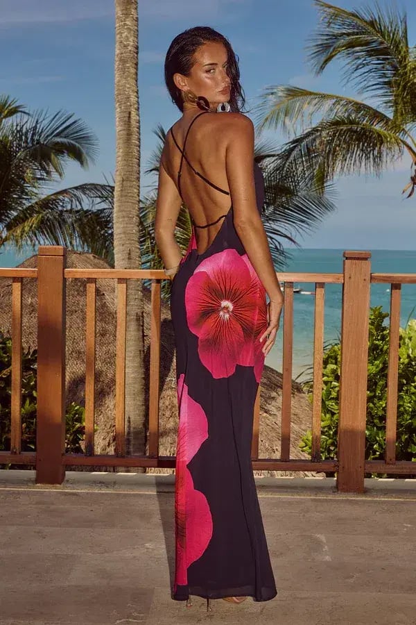 Runaway The Label Bridgette Maxi Dress Pink Flower Size 12 photo 2