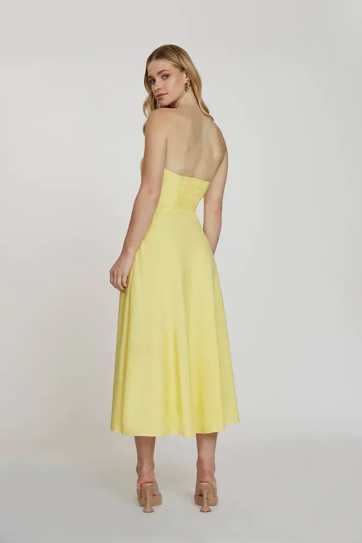 By Johnny Penelope Strapless Midi Dress Lemon Size 10 photo 2
