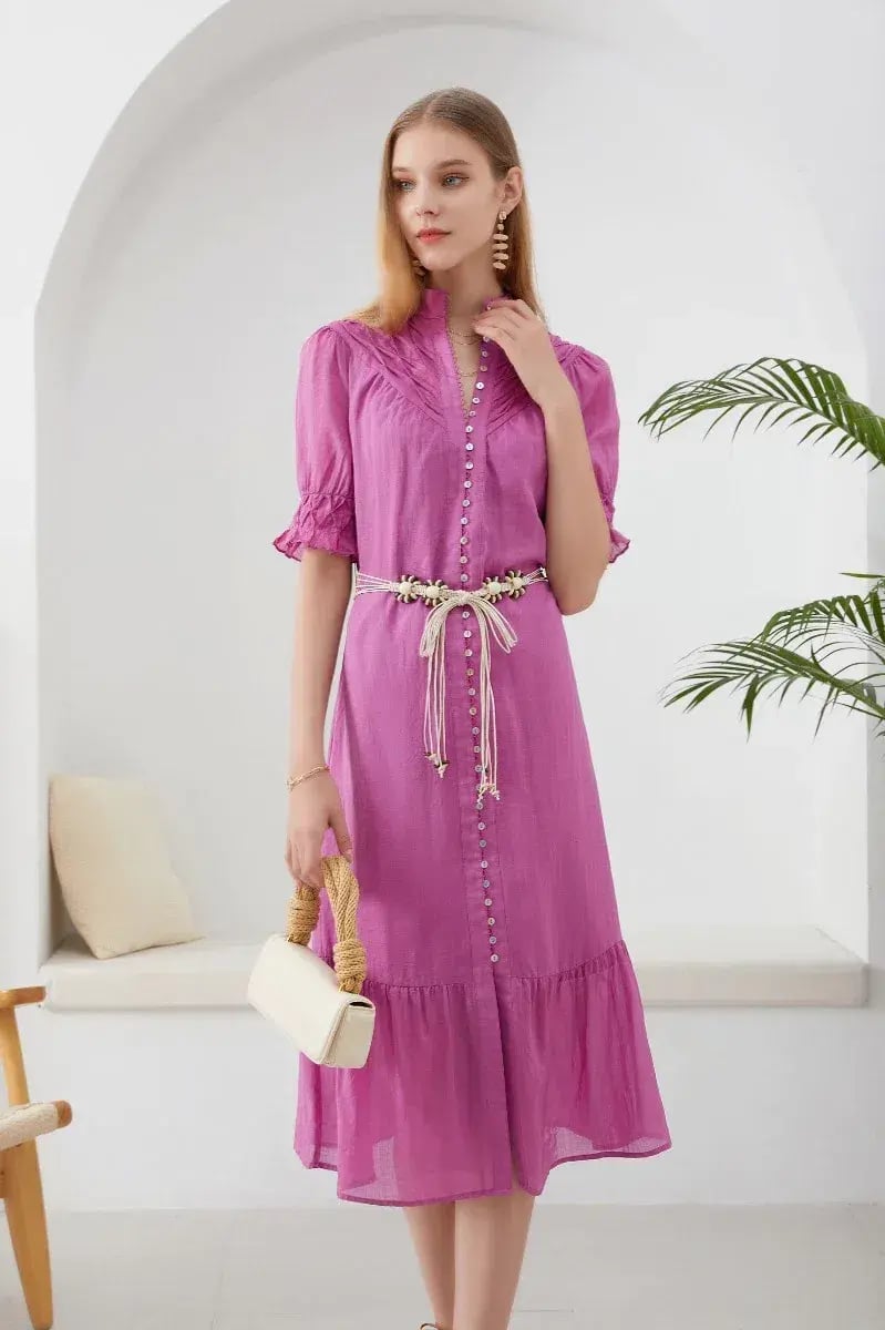 GDS Colette Linen Dress Violet Size 10 photo 4