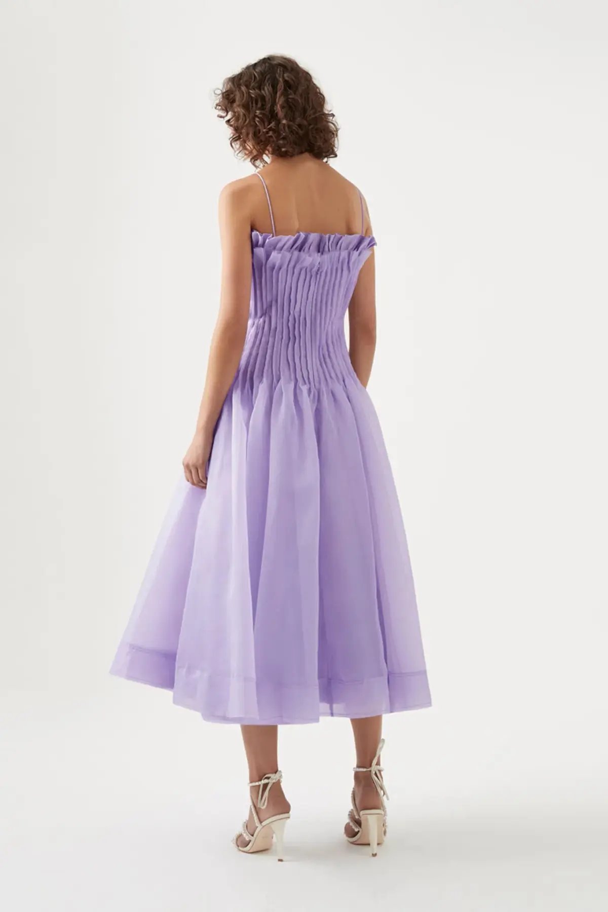 Aje Horizon Pintucked Midi Dress Lilac Size 10 photo 3