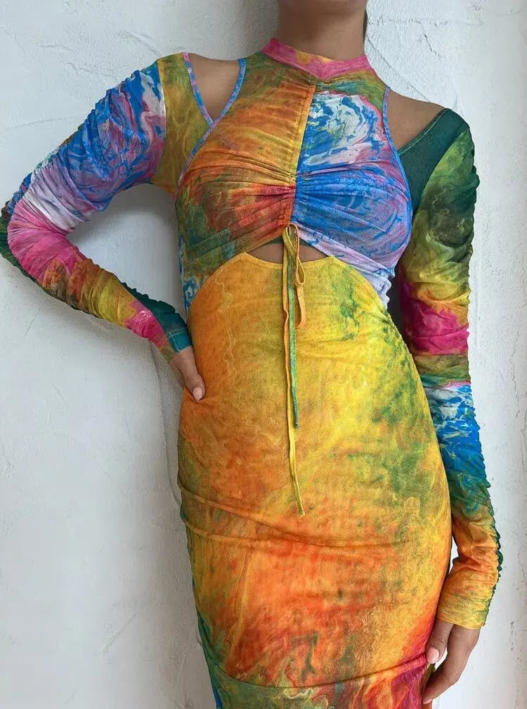 Alemais Irving Mesh Midi Dress in Multi Size 6 photo 4