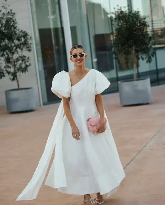AJE Arista Tulip Sleeve Midi Dress White Size 10 photo 3