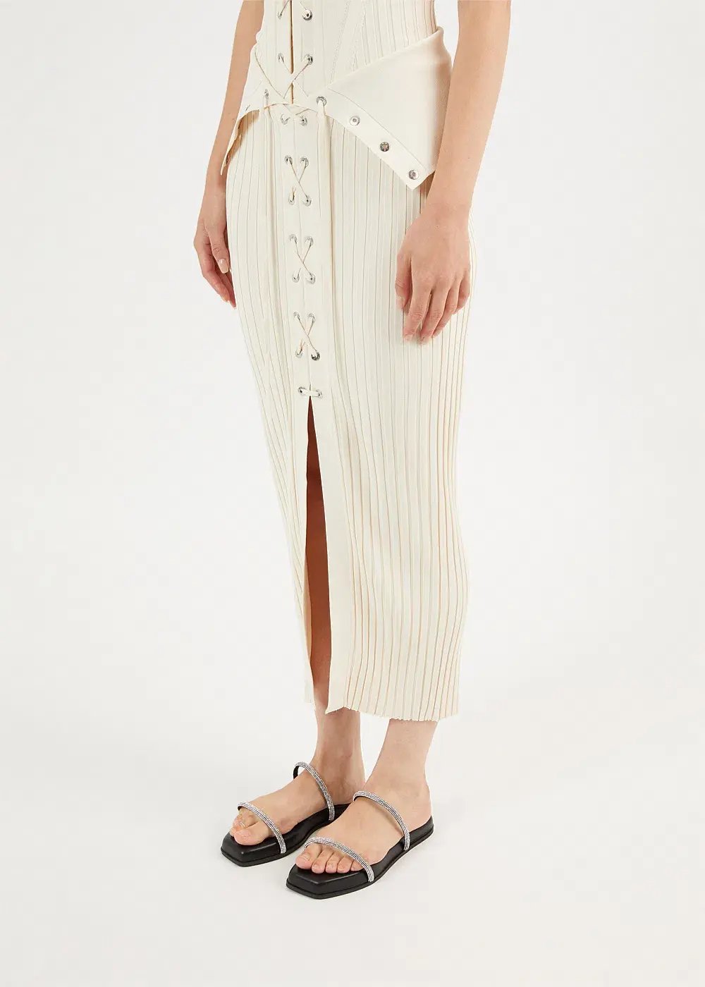 Dion Lee Lace Up Eyelet Skirt and Top Set Beige Size 6 photo 3