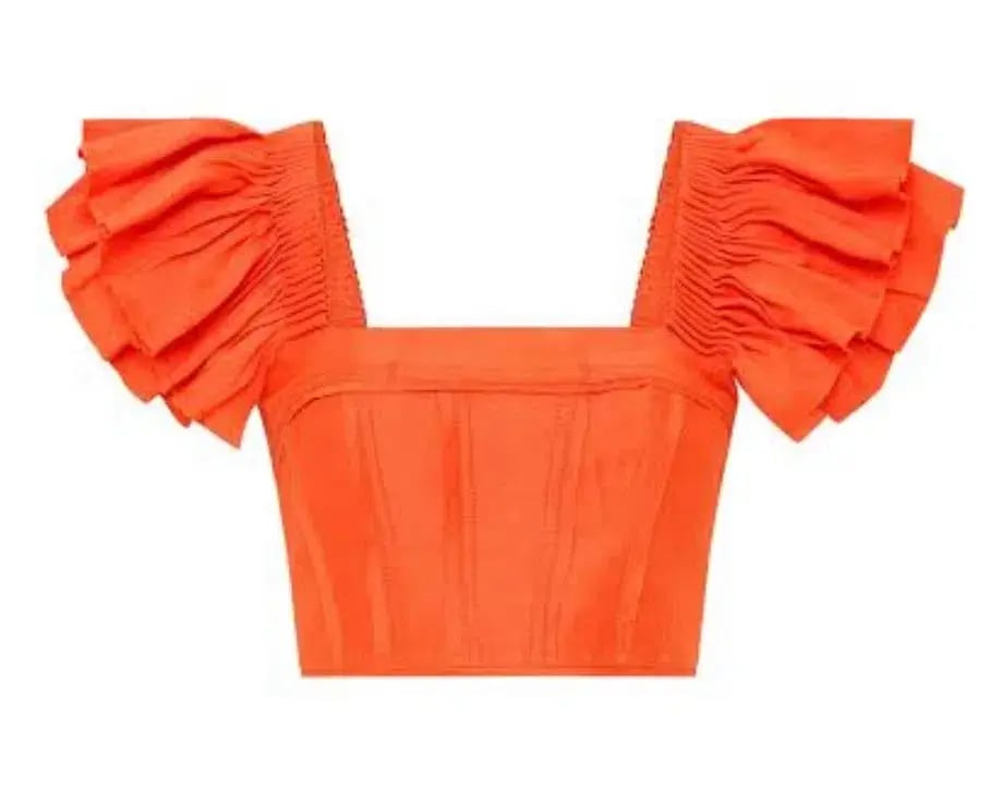 Aje Imagination Frill Sleeve Top Orange Size 14 & Yves Midi Skirt Size 12 photo 8