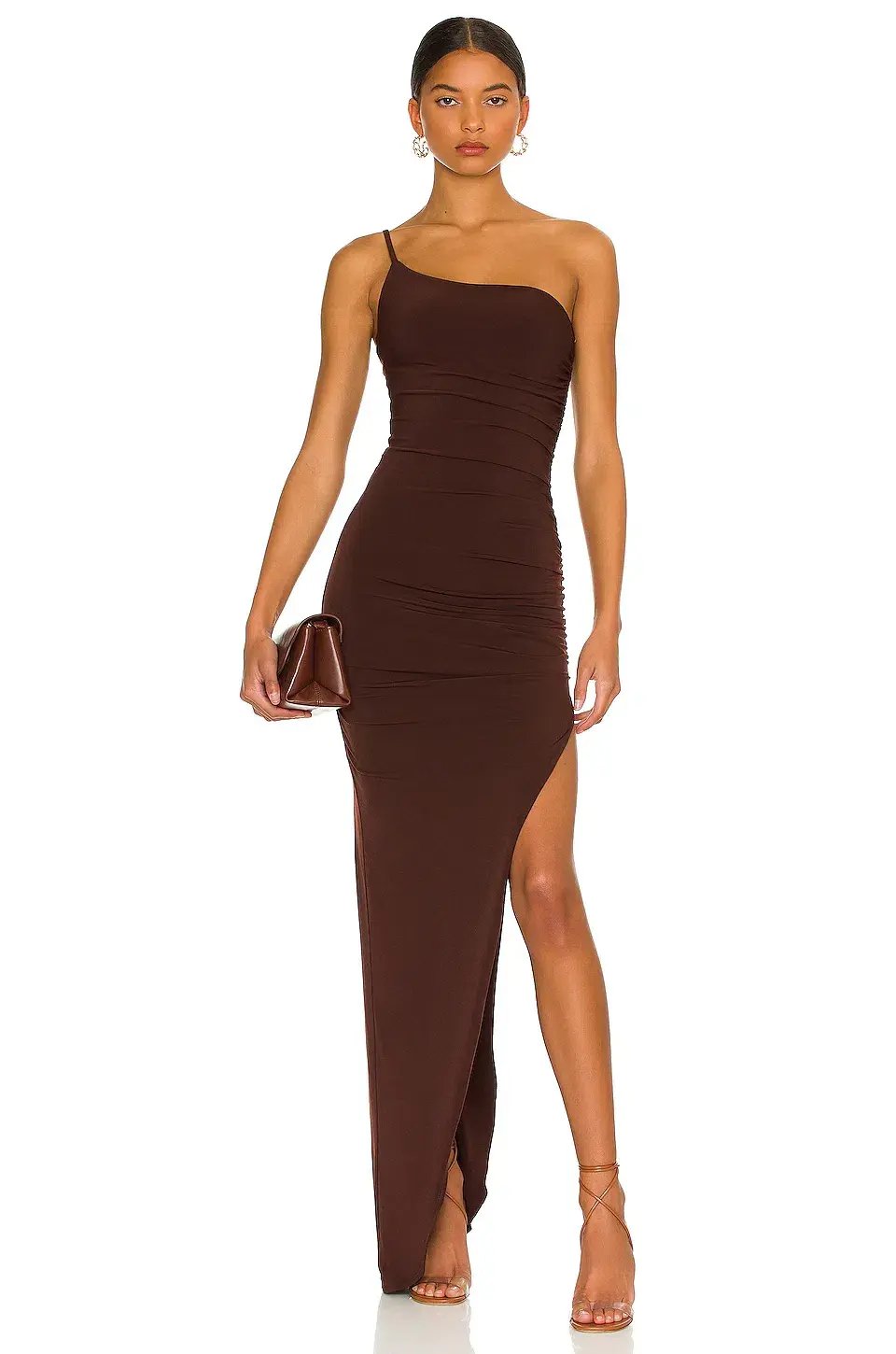 Nookie Aria One Shoulder Gown Brown Size M photo 4