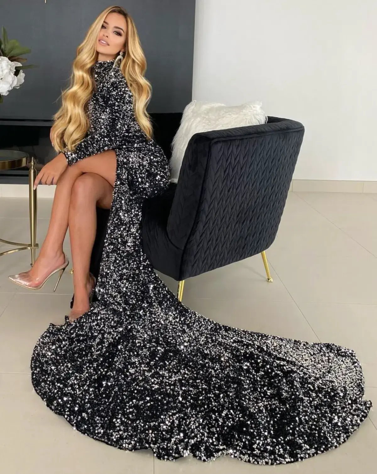 Abyss by Abby Alexia Long Sleeve Gown Gunmetal Size 8 photo 6