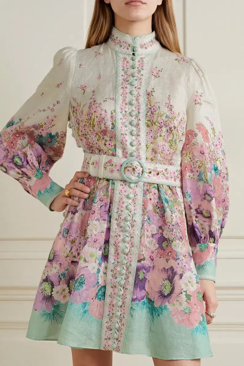 Zimmermann Jude Buttoned Mini Dress in Aqua Gradient Floral Print Size 2/ AU 12 photo 4