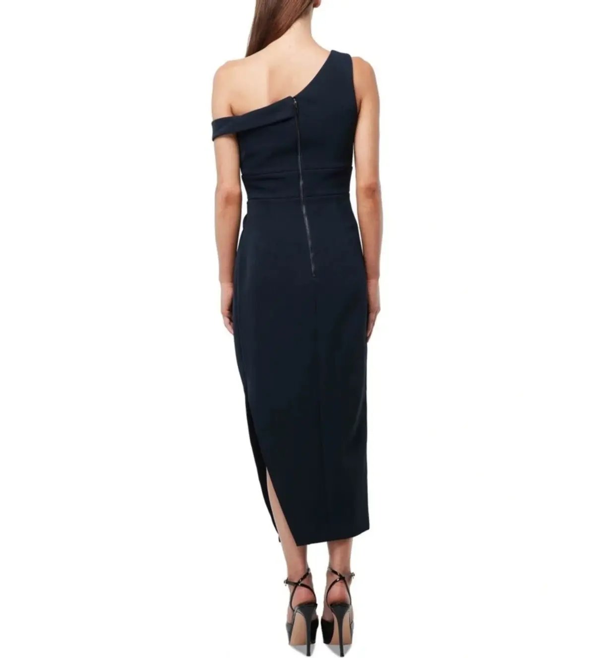 Mossman Virtuous One-Shoulder Midi Dress Navy Size 6 photo 3