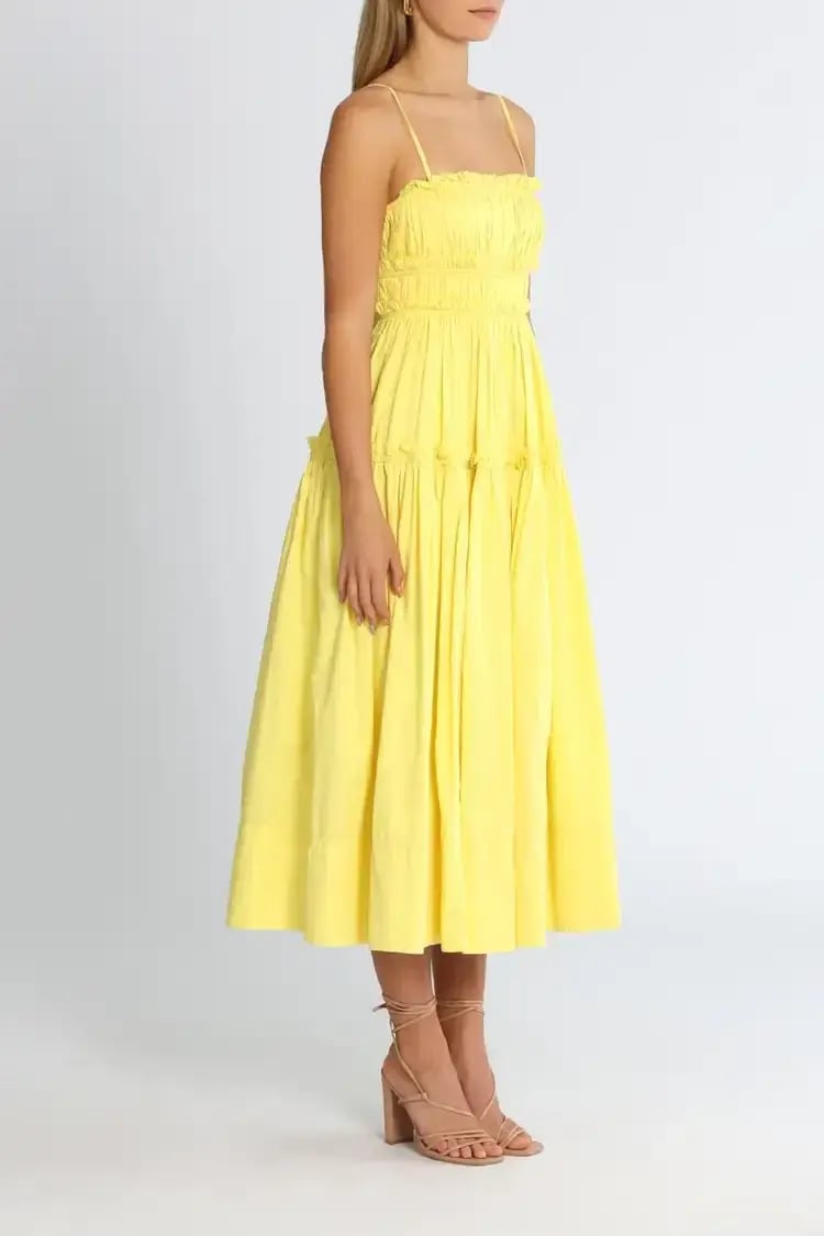 AJE Romance Midi Dress in Yellow Size 12 photo 2