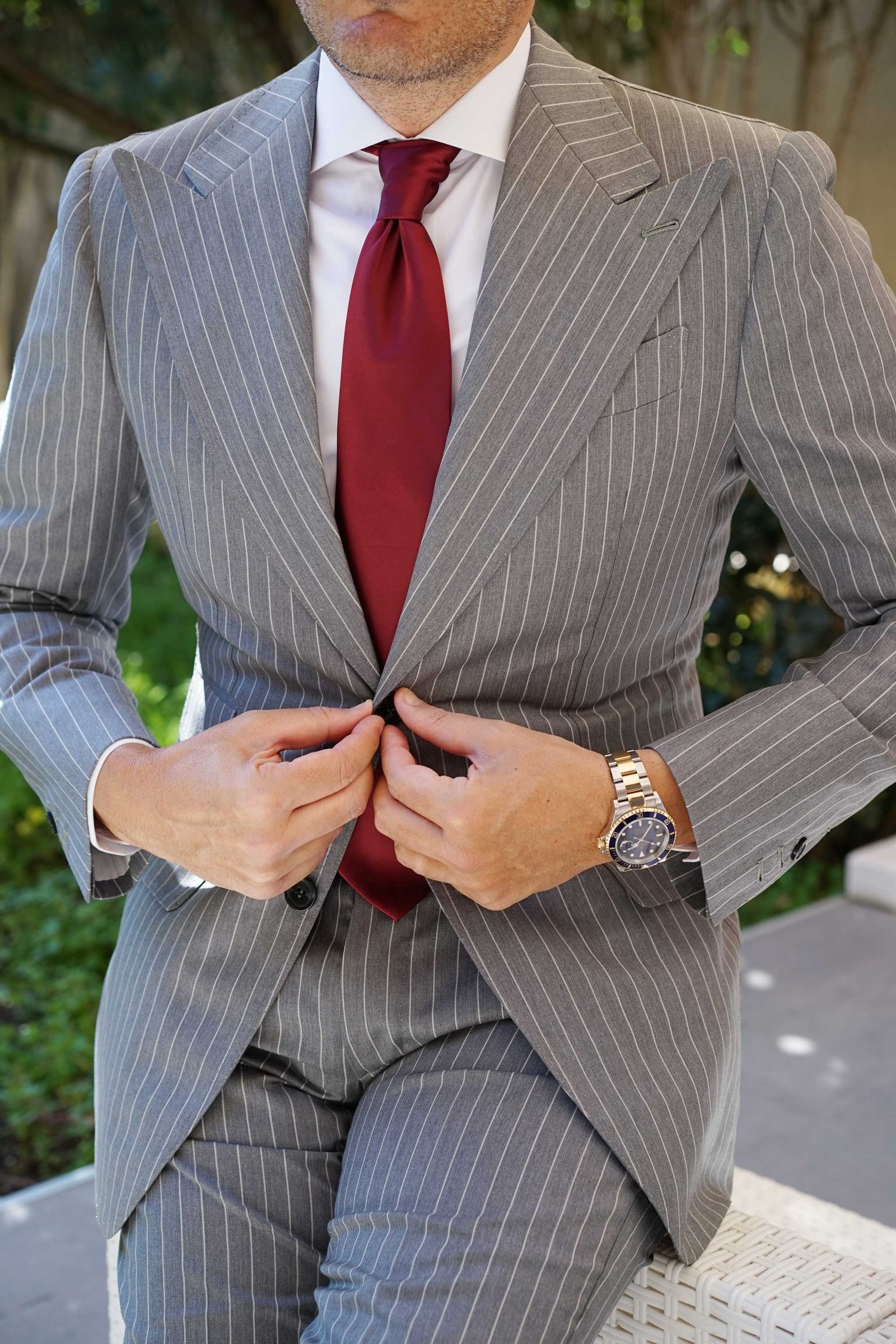 Otaa Burgundy Satin Necktie photo 3