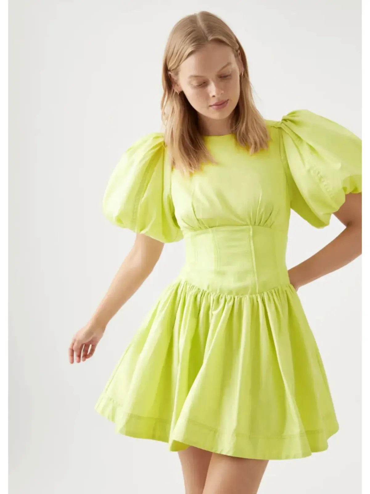 Aje Gianna Puff Sleeve Mini Dress in Lemon Size AU 6 photo 2